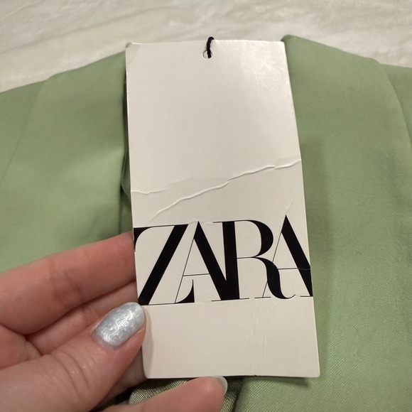NWT Zara Womens Sage Green Belted Sleeveless Blazer Vest Small - Picture 5 of 12